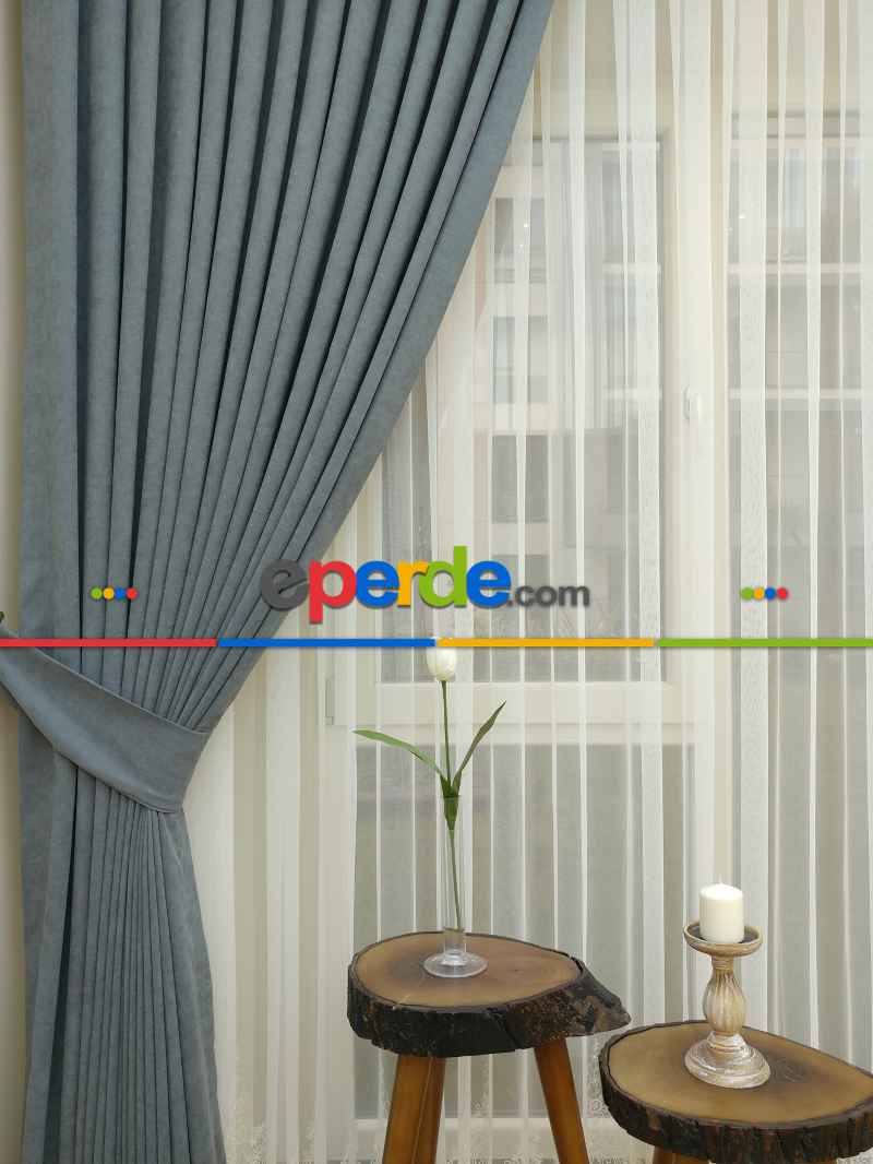 Gri - Düz Fon Perde ( Dökümlü Fon Perde)- Gri-füme-antrasit