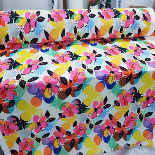 Çiçek Desenli Fon Perde - Kumaşı Kalındır Duck Bezi Değildir- Siyah-Kırmızı-Sarı-Çok Renkli