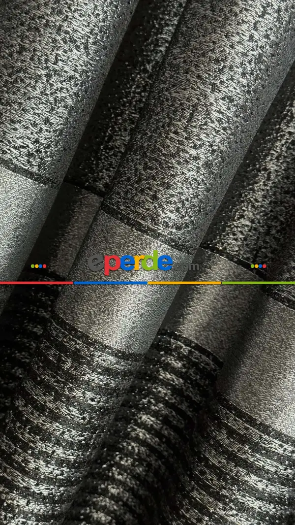 Antrasit Gri Jakar Dokuma Çizgili Pano Fon Perde