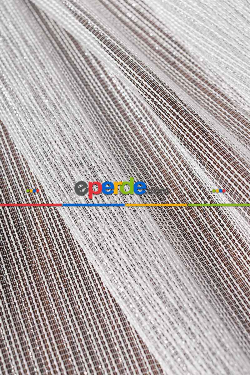 Salon Tül - Zümrüt Gümüş Simli Düz Tül Perde