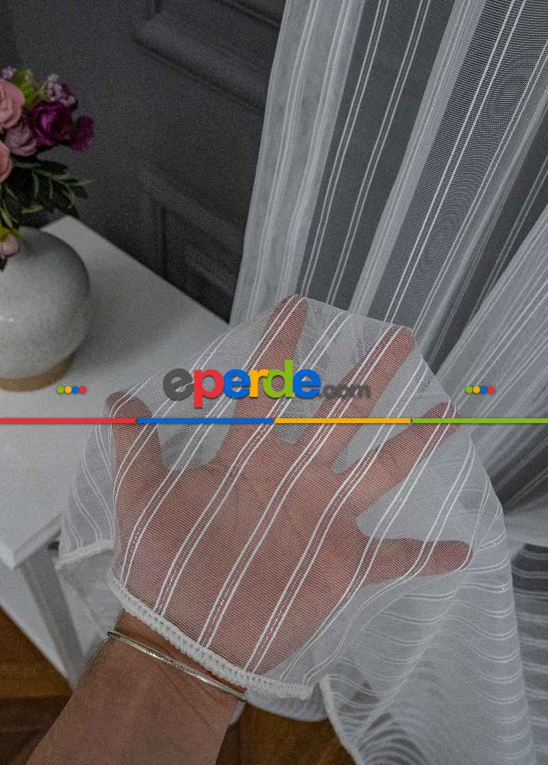 Brillant Gümüş Sim Çizgi Armür Tül Çizgili Tül