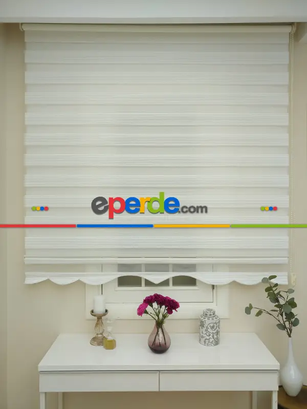 Yatak Odası - Zebra Perde - Dar Pileli Zebra Perde- Ekru