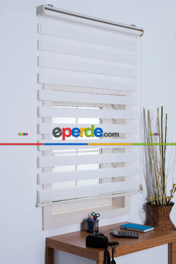 Mutfak Zebra Perde Düz Seri- Beyaz
