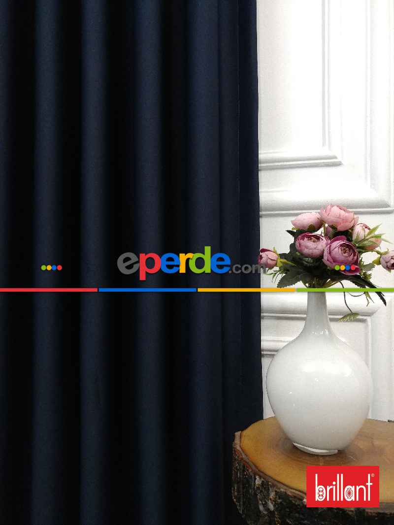 Brillant Karartma Blackout Koyu Lacivert Renk Fon Perde- Lacivert