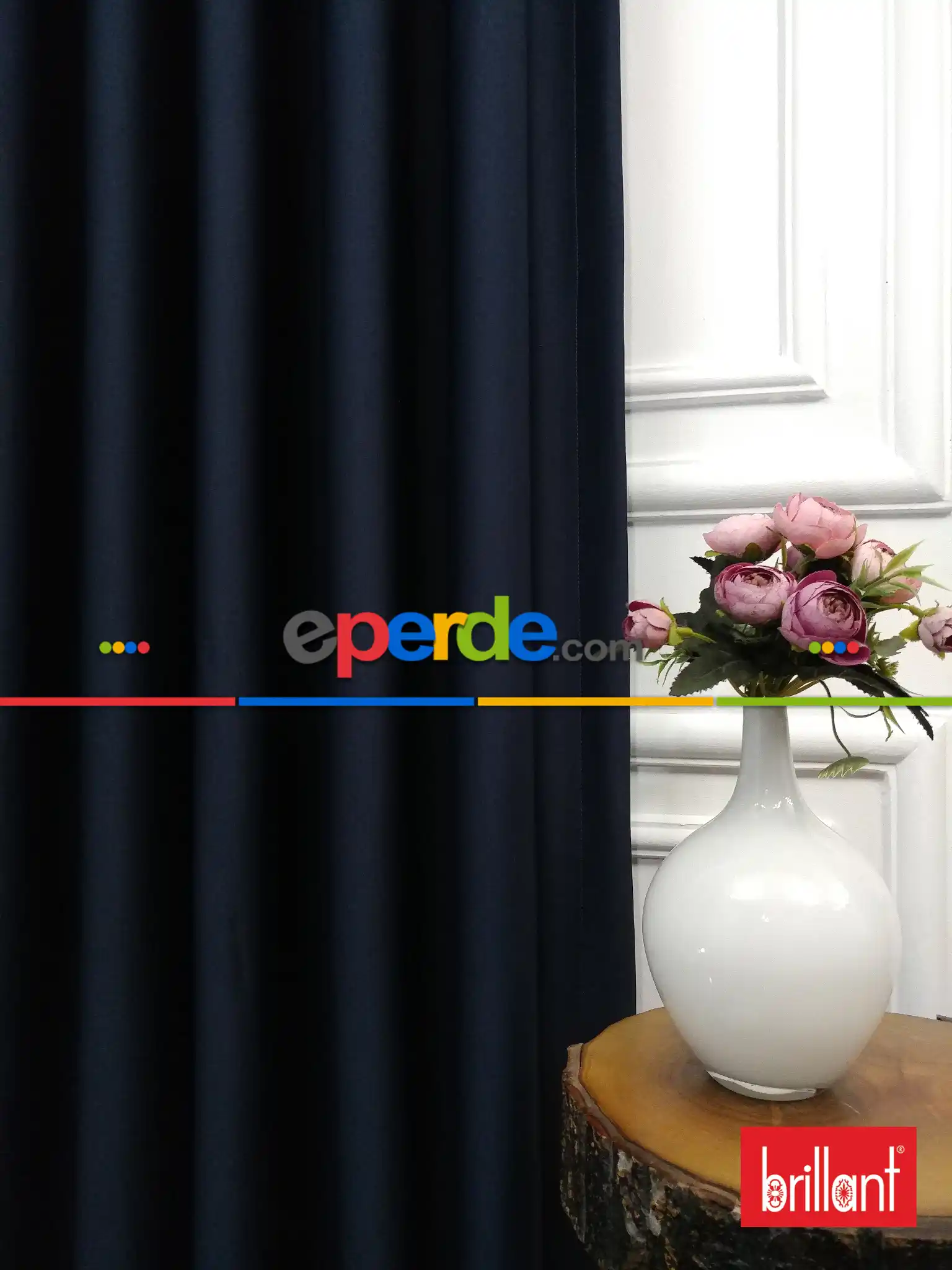 Yatak Odası - Brillant Karartma Blackout Koyu Lacivert Renk Fon Perde- Lacivert