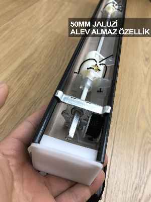 50mm Antrasit Ahşap Efektli Jaluzi Perde Alev Almaz Özellik- Antrasit