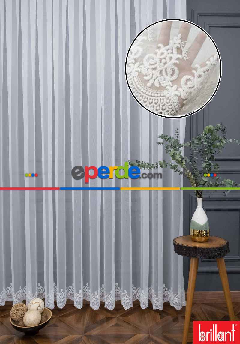 Brillnat Arne Desen Etek İşlemeli Sade Düz Yeni Desen Tasarım Tül Perde