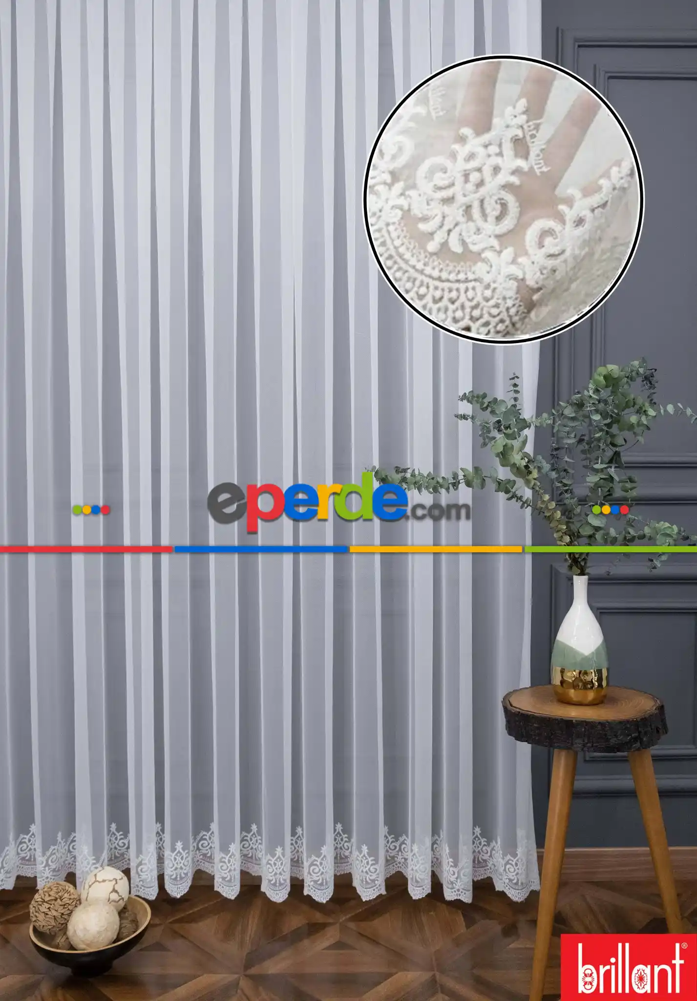 Brillnat Arne Desen Etek İşlemeli Sade Düz Yeni Desen Tasarım Tül Perde