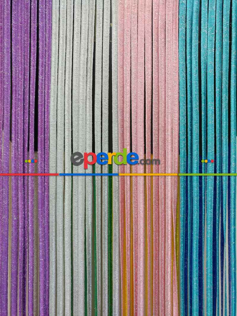 Eflatun Rengi İp Perde İpek Koza Serisi- Gümüş-eflatun