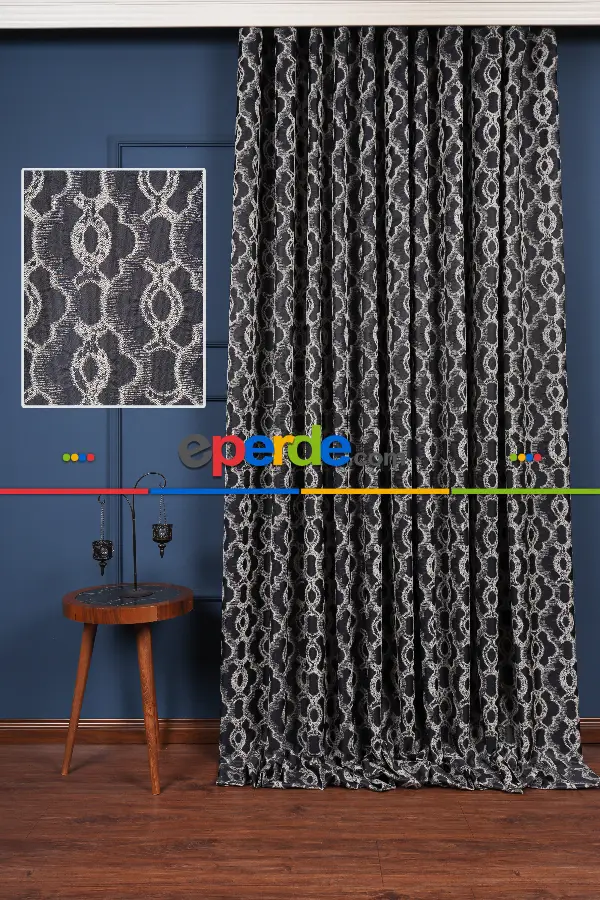 Yatak Odası Fon Perde - S Pile Dökümlü Jakar Dokuma Fon Perde