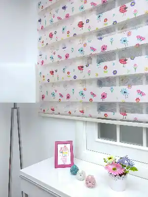 Kuşlu Çocuk Odası Zebra Perdesi - Kumaş Bambudur.- Çok Renkli