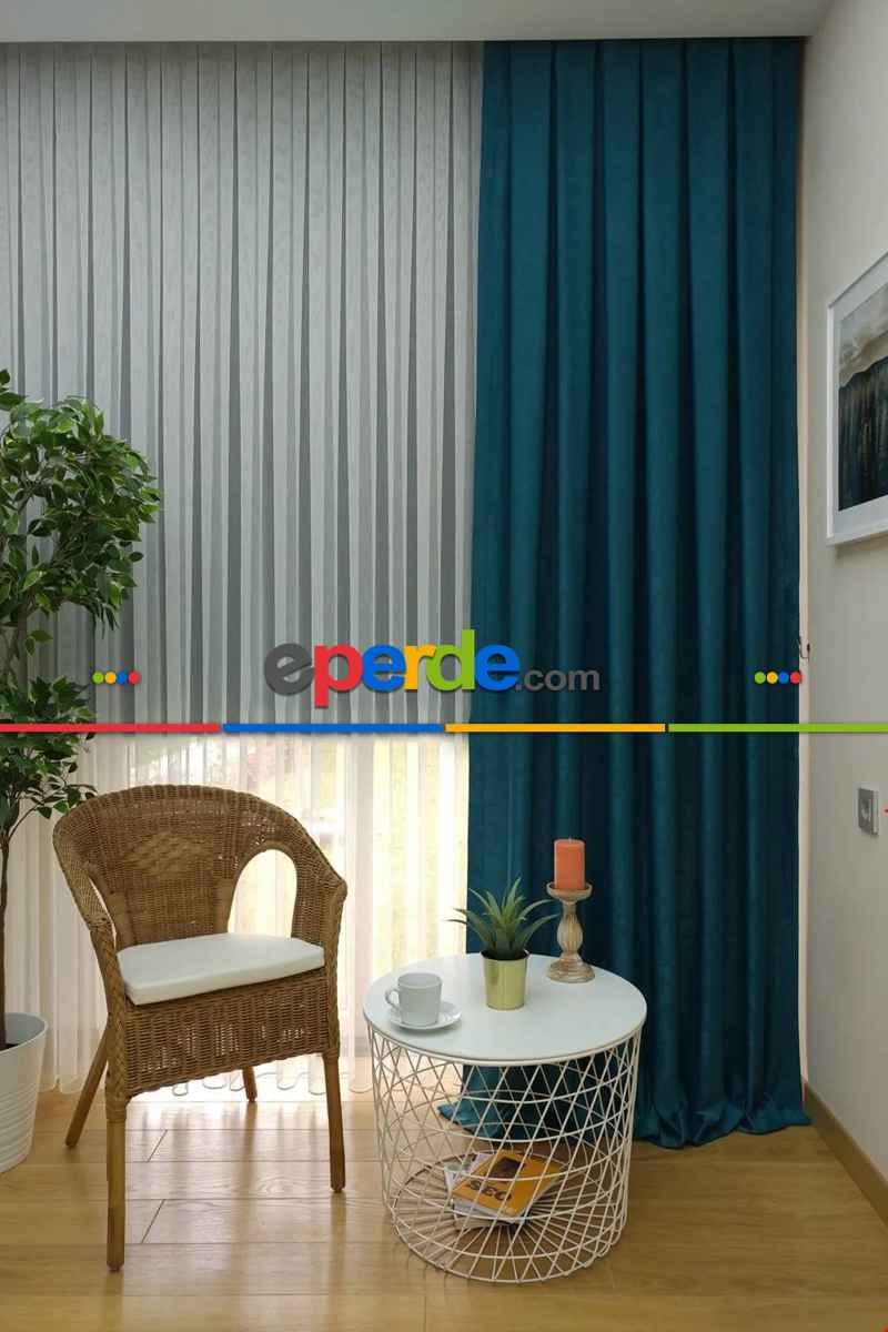 Soft Fon Perde Petrol Kumaş Kanat Yan Perde- Petrol Yeşili