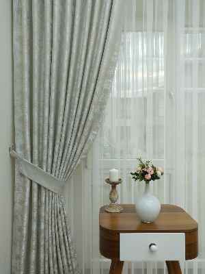 Patine Desenli Taş Rengi - Katyonik Jakar Fon Perde- Taş Rengi