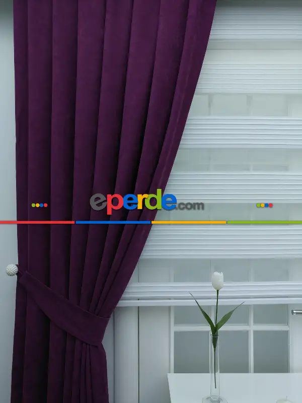 Mor Düz Fon Perde- Mor