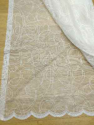 Spor Desen Fransız Dantel Tül Perde (1/2,5 Pile Sıklığı)- Ekru 100cm X 255cm 