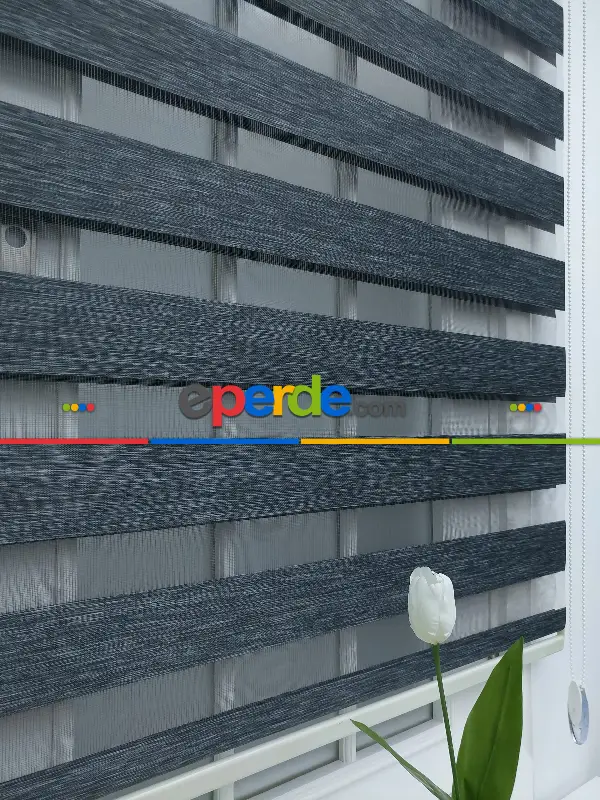 Salon Zebra Perde -Indirimli !!! Füme Gri Bambu Zebra Perde Ozel Fiyat- Gri-Füme-Antrasit