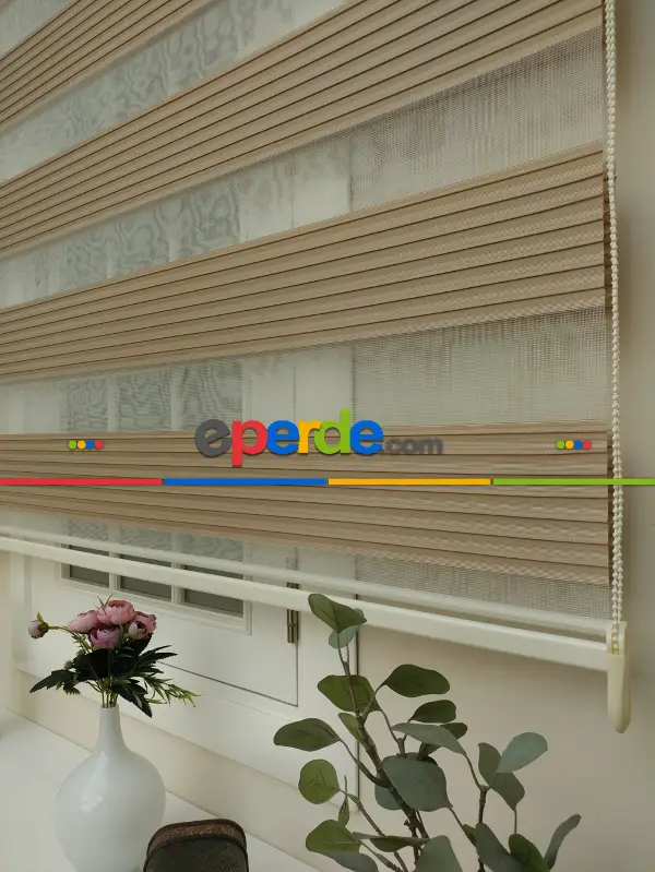 Zebra Perde - Geniş Pileli Zebra Perde- Sütlü Kahve