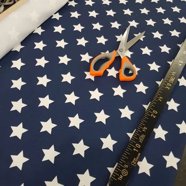 Yıldız Desenli Fon Perde Evm1131 Kumaşı Kalındır Duck Bezi Değildir- Lacivert-Beyaz