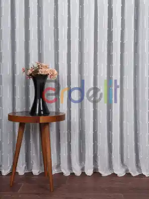 Minimal Çizgili Ekru Keten Tül Perde | Modern Ve Zarif Görünüm