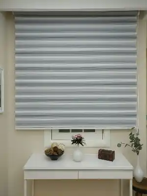 Zebra Perde - Degrade Renk Geçişli Pileli Zebra Perde- Gri Açık-gri Koyu