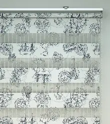 Bebek Odası Zebra Perde - Gemi Baskılı Zebra Perde- Gri-Füme-Antrasit-Beyaz