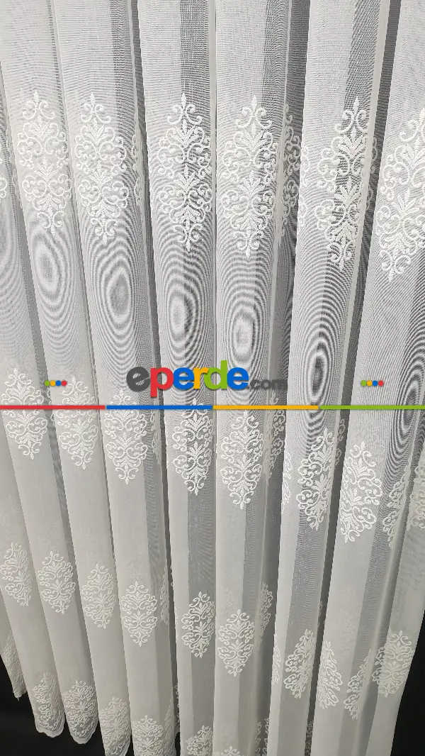 Bambu Ütü İstemez Kırışmaz Sıra Damask Tül