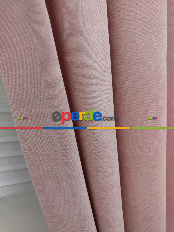 Salon Fon - Pudra Pembe - Düz Fon Perde ( 280 Eninde )- Pudra
