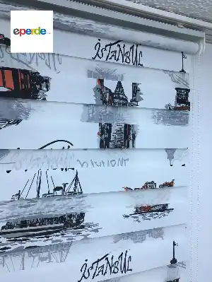 Fırsat!!! Siyah-kırmızı İstanbul Desenli Perde- Siyah-kırmızı 100cm X 200cm 