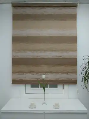 Kahve Renk Geçişli Çizgili Stor Perde- Kahve