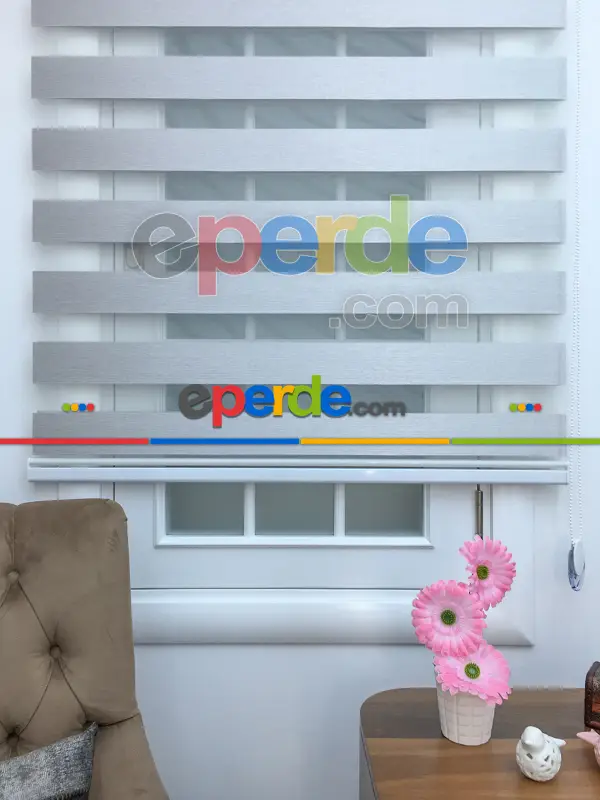 Salon Zebra - New Gri Düz Bambu Zebra Perde- Gri-Füme-Antrasit