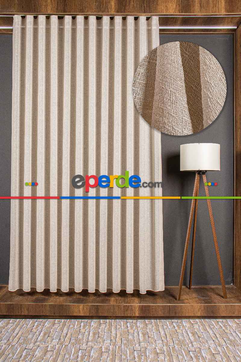 Yatak Odası - 5 Renk Seçeneği - Özel Seri Krem Keten Tül Perde - Premium Seri - Ana Görsel Sütlü Kahve Rengindedir.