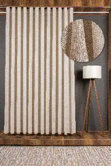 5 Renk Seçeneği - Özel Seri Krem Keten Tül Perde - Premium Seri - Ana Görsel Sütlü Kahve Rengindedir.