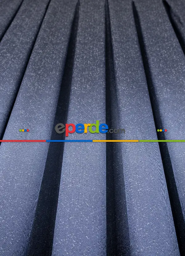 Yatak Odası - Lacivert Jakar Etek Pano Dökümlü Gramajlı Uygun Fiat Fon Perde (180)- Lacivert