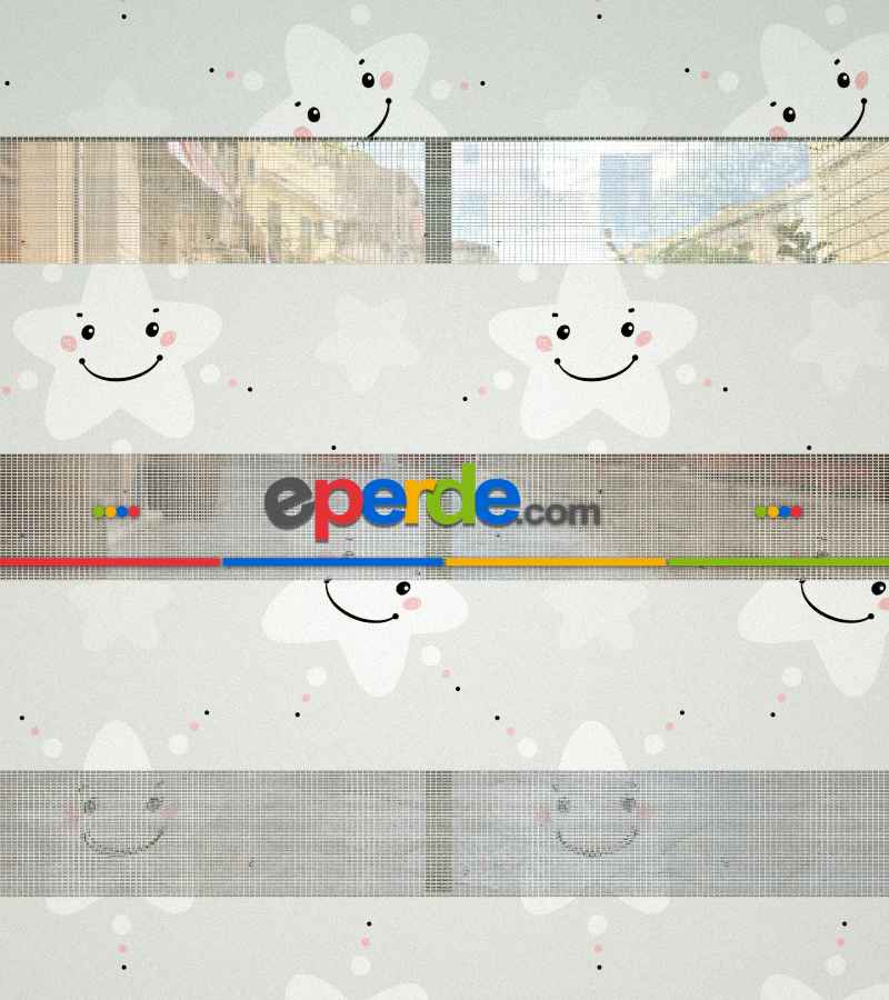 Çocuk Odası - Yıldız Desenli Baskılı Zebra Perde- Çok Renkli Zemin Lila