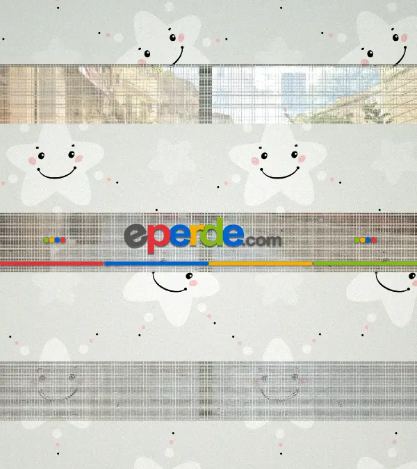 Yıldız Desenli Baskılı Zebra Perde- Çok Renkli