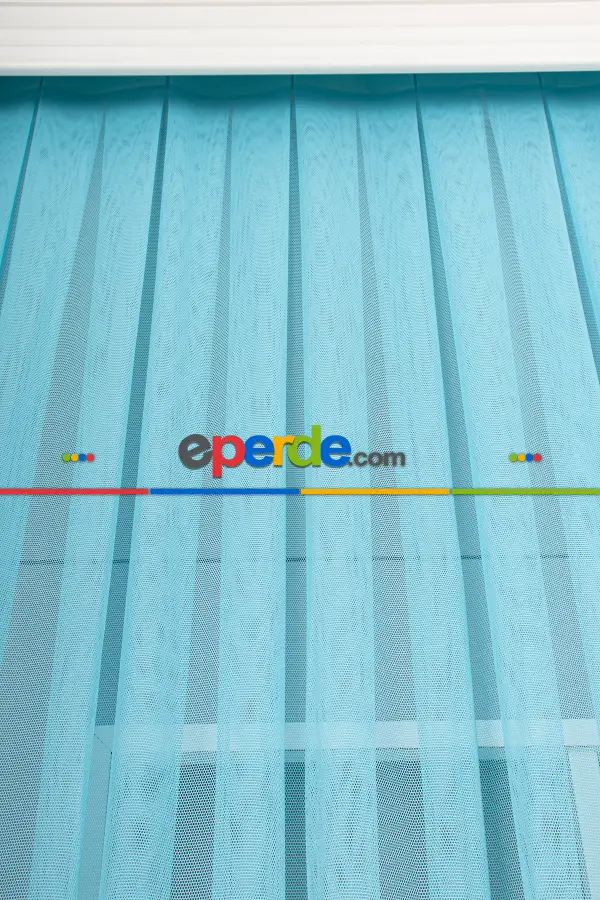 Turkuaz Grek Tül Perde Petek Zemin