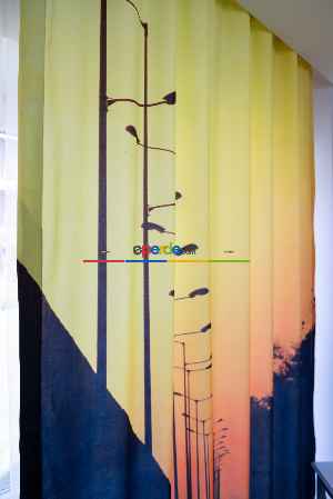 Hazır Ölçülü Dökümlü Kumaştan Gün Batımı Şehir Manzaralı Pilesiz Baskılı Fon Perde 1. Kalite