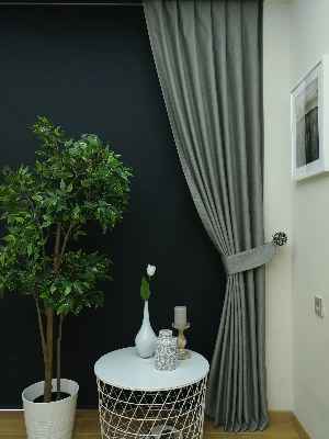 Salon Perdesi - Natural Grimsi Desenli Jakar Fon Perde (geniş En:280 Kumaş)- Gri Açık