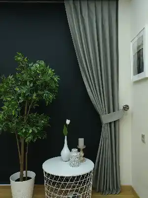 Salon Perdesi - Natural Grimsi Desenli Jakar Fon Perde (geniş En:280 Kumaş)- Gri Açık