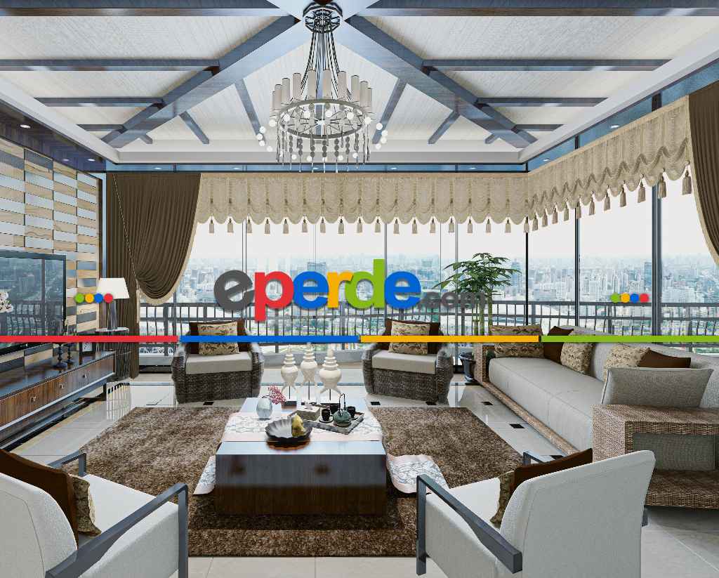 Drape Dar Bant Etek Ucu Şelale Krem Altın Simli