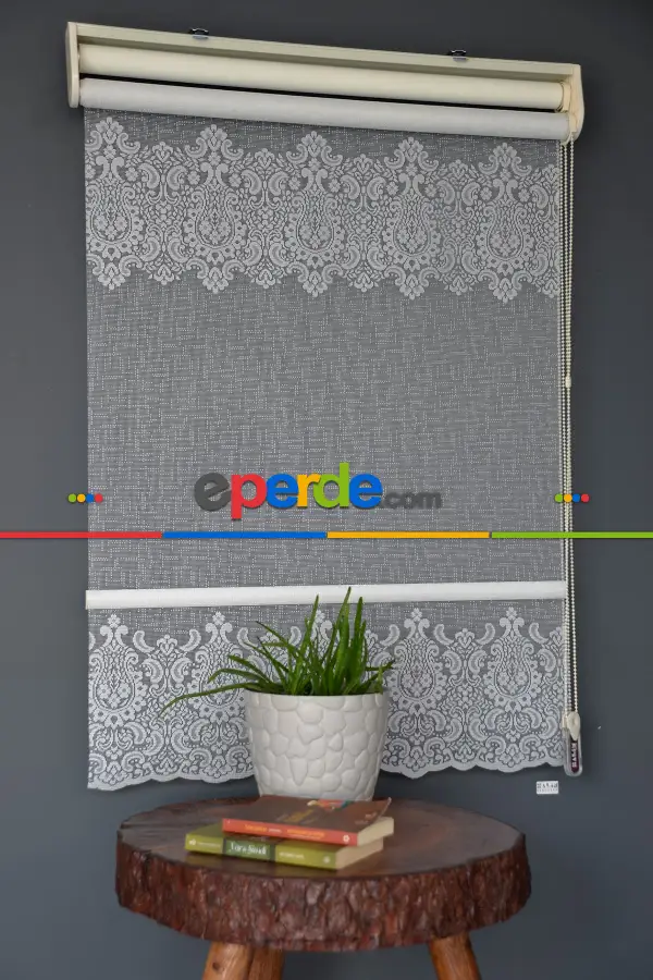 Halim Perdesan Rac-16 Beyaz Renk Kendinden Dilimli Çift Mekanizmalı Tül Stor Perde