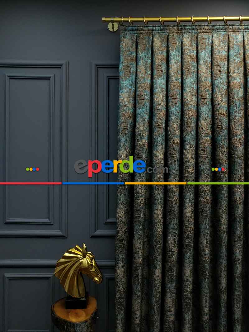 Salon Perdesi - Modern Desenli Jakarlı Fon Perde Yeni Seri 401- Gri-Füme-Antrasit