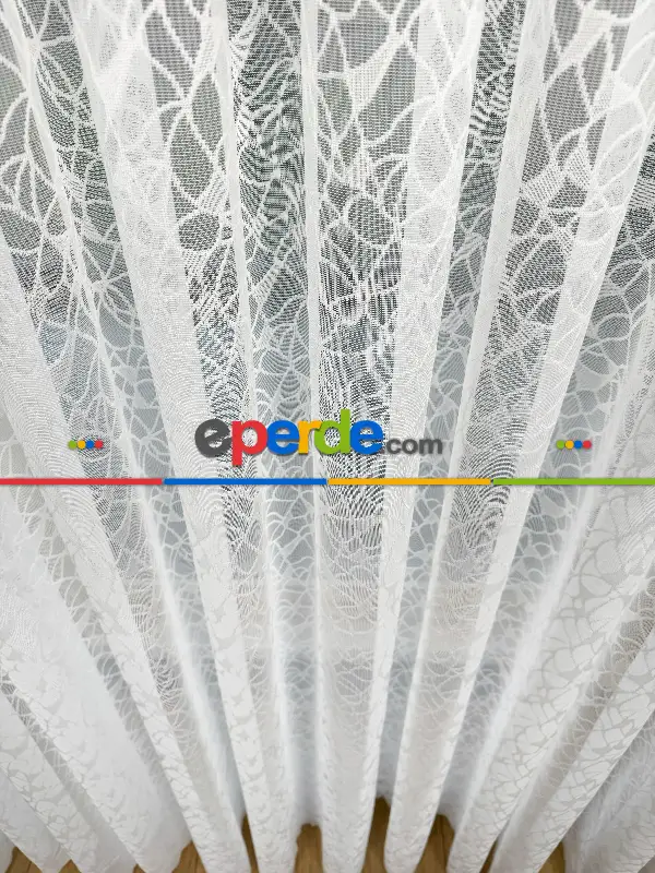Salon - Fransız Dantel Örme Tül Perde, Desenli Ütü İstemeyen Tül