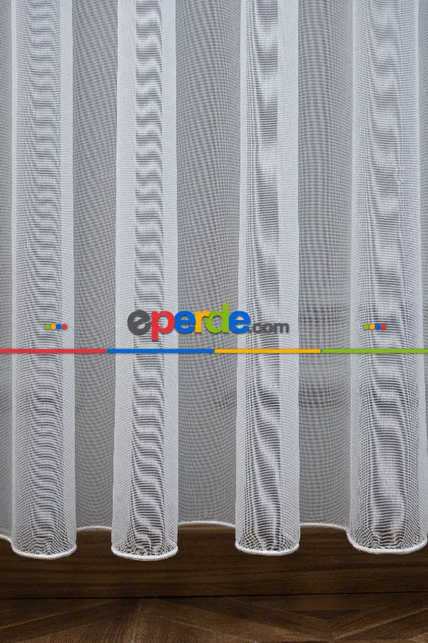 S Pile Düz Tül Perde- Ekru