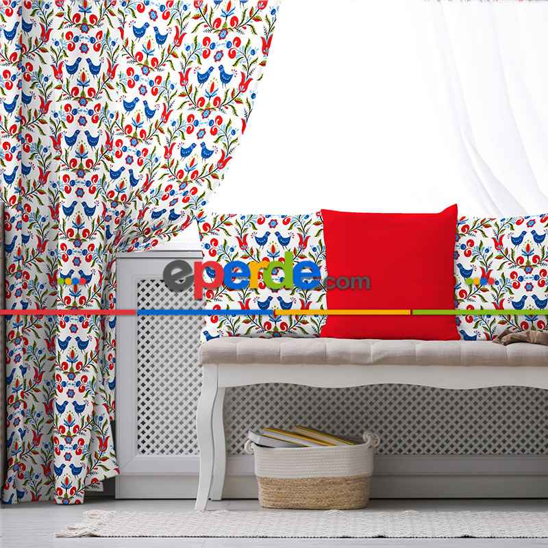 Mutfak Fon Perde Baskılı Evm230 E- Beyaz