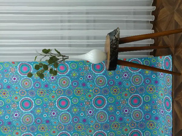 Mutfak Fon Perde Baskılı K621 E- Mavi