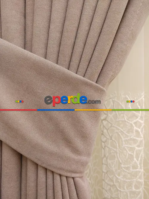 Pudra Düz Fon Perde ( Dökümlü Fon )- Pembe Pudra Pembe-pudra