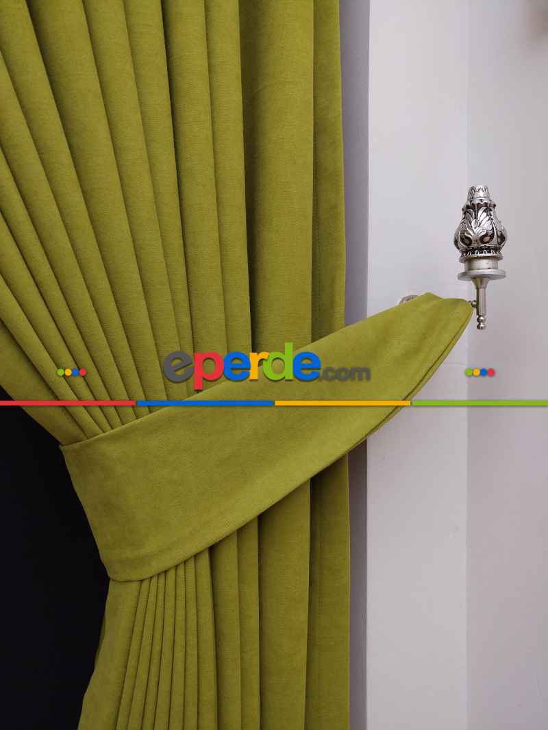 Düz Renk Dökümlü Fon Perde (180)- Fıstık Yeşili