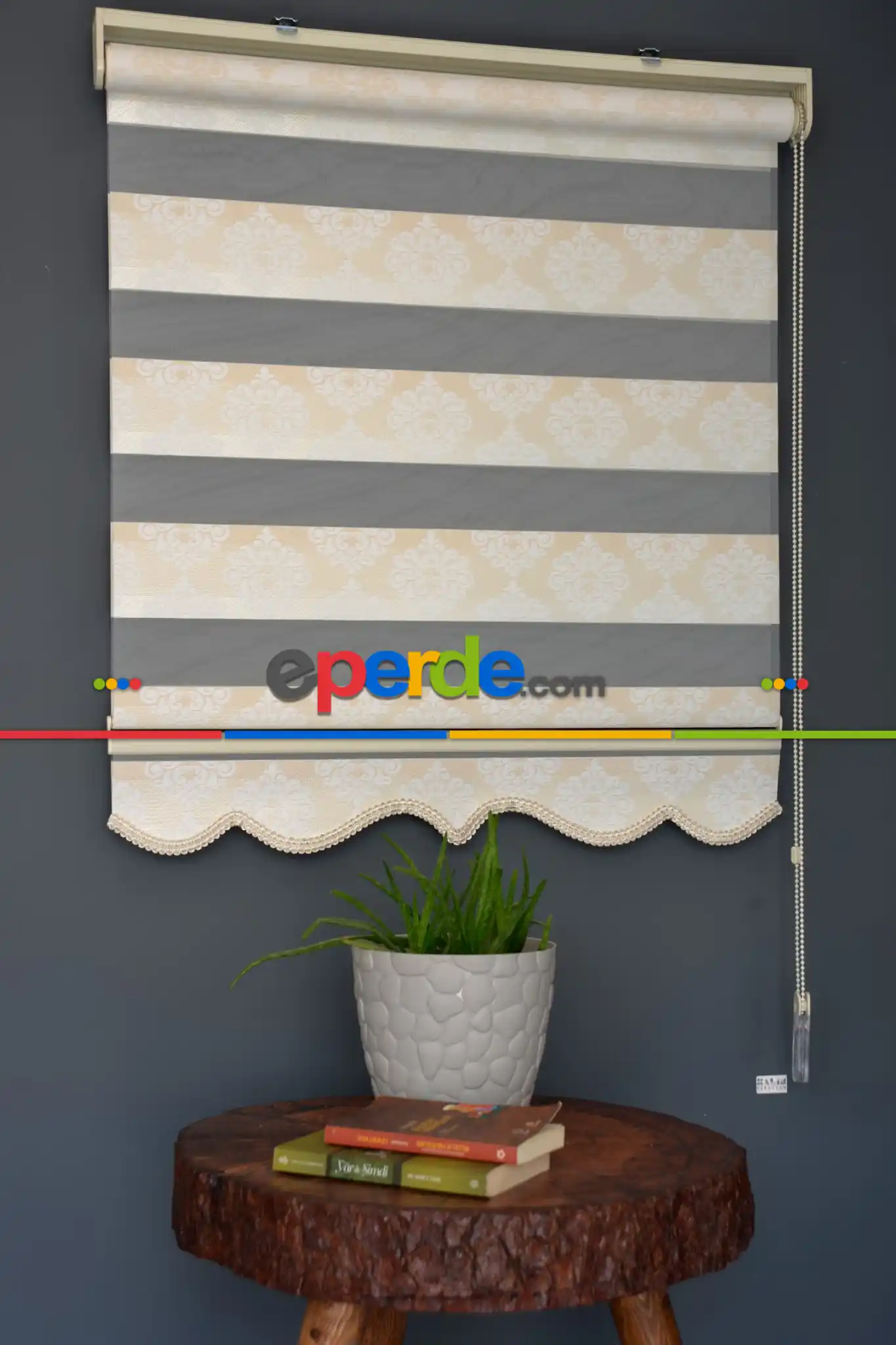 Yatak Odası - Halim Perdesan Ft-980 Beyaz Renk Etekli Veya Eteksiz Zebra Stor Perde