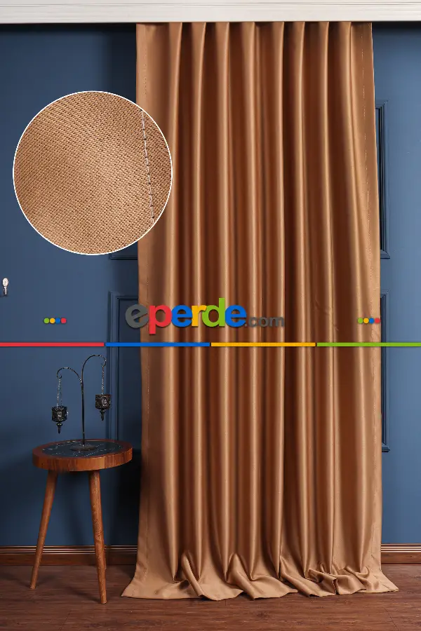 Yatak Odası Fon Perde - Caramel Blackaut Fon Perde 0 Işık Geçirmez